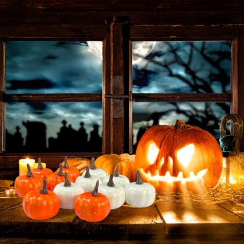 White Foam Pumpkins for Decorating - 12 Pack Mini Craft Pumpkins