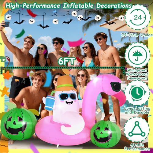 6FT Inflatable Elf Firebird Swimming Ring with LED Lights - Outdoor Holiday Decor