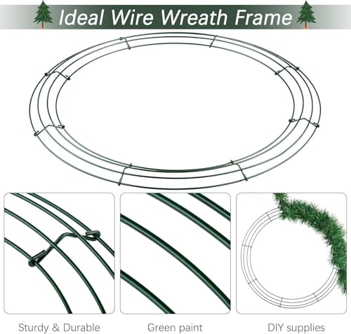 24 Pack 8 Inch Wire Wreath Frame - Dark Green Metal DIY Floral Wreaths for Holidays