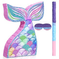 Mermaid Piñata Set with Blindfold and Stick - Under the Sea Birthday Party Decoration - Mermaid Tail Design - 16.14 x 12.20 Inches - Variation: Mermaid