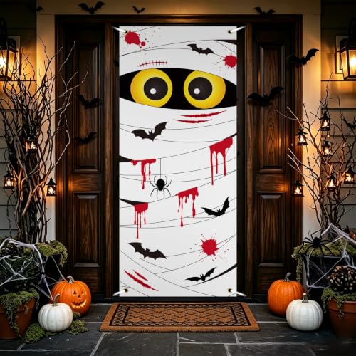 White Halloween Door Cover Decorations Large Photography Background Banner - 6 x 2.5 Feet