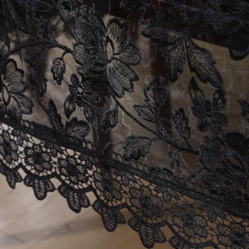 Black Rectangle Lace Tablecloth 104x60 Inches Farmhouse Picnic Cover - Versatile & Elegant
