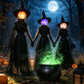6FT Light-Up Halloween Witch Decorations Outdoor Set of 3 - Spooky Yard Decor