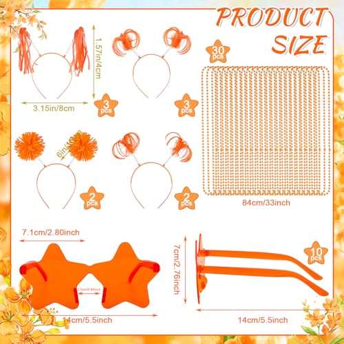 Orange Party Favor Set with Pom Poms Star Glasses Necklaces - Classic Variation