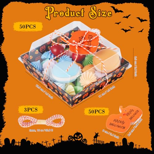 Halloween Pumpkin Candy Corn Charcuterie Boxes with Clear Lids - 50 Pack, Variation: Pumpkin Candy Corn