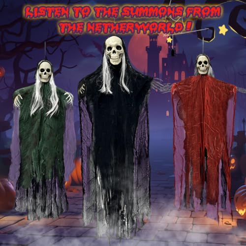 Halloween Hanging Skeleton Ghost Decorations Set - Spooky Outdoor Indoor Decor