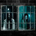 Halloween Ghost Window Cover - Female Ghost, 2 Pieces, Reusable Scary Decoration - Variation of THIS Listing
