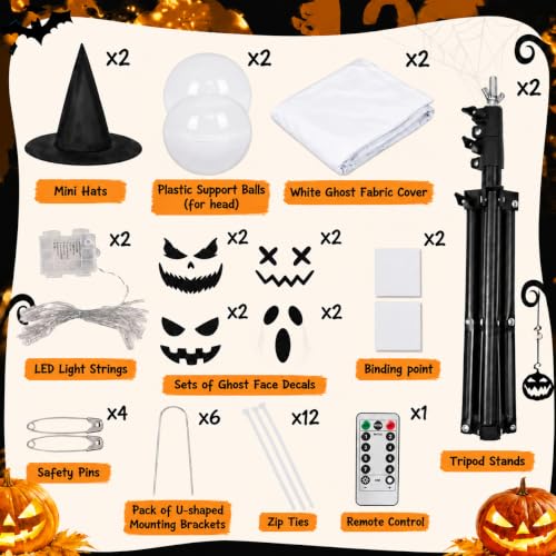 Halloween Ghost Lighted Decoration Set with Remote Control - 63 Inches, Indoor & Outdoor Use