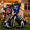 4ft Halloween & Day of the Dead Inflatable with Cat & Dog - Skeleton & Sugar Skull Duo, LED Lights, Weather-Resistant Decoration