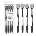 DR PERFECT Soft Tongue Brush Scraper Cleaner Helps Fight Bad Breath Clean Your Tongue Without Hurt Pack Of 4 (Black)
