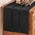 Black Woven Farmhouse Table Runner 12x60 Inch - Durable Home Decor