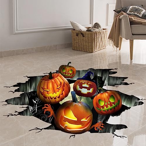 Halloween 3D Pumpkin Floor Stickers - Removable Wall & Floor Decals for Home & Party Decor