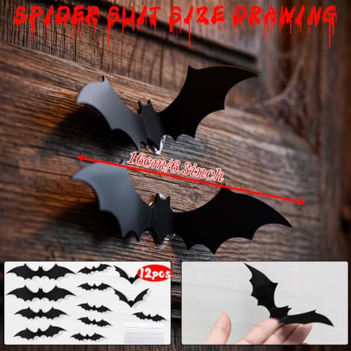 Halloween Giant Spider Decorations Set with Small Spiders and Bat for Yard & Party