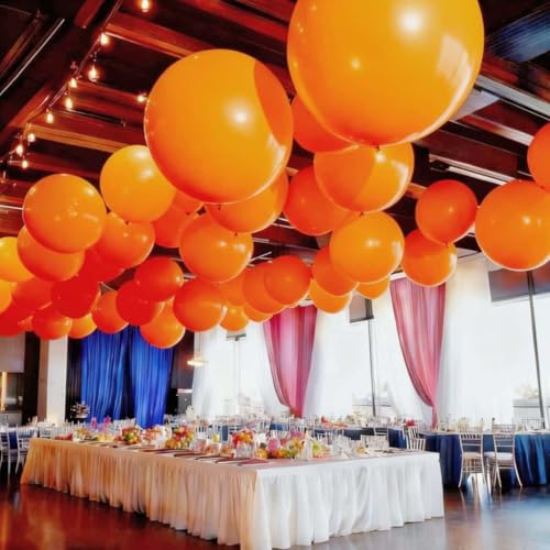 Giant Orange Latex Balloon Kit - 50 Pcs Pool-Safe Party Decorations for Halloween & Events - Includes 18