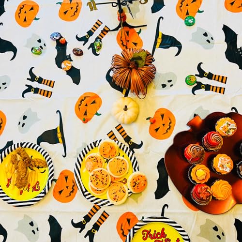 Halloween Vinyl Flannel Backed Tablecloth - Witch Design 52x70 Inches
