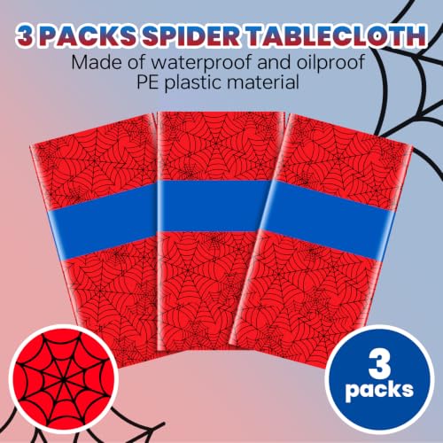 3Pcs Spider Web Disposable Plastic Tablecloths - Waterproof 54x108 Inch Set