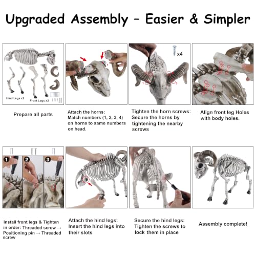 Halloween Skeleton Goat Decoration - 26 Inch Animal Skeleton for Haunted Decor - Variation: Goat