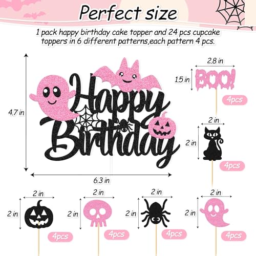 Halloween Cake Topper and Cupcake Picks Set - 25 Pcs Spooky Party Decorations