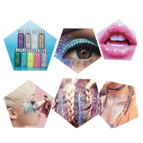 Liquid Chunky Glitter Eyeshadow & Body Gel - Dark Pink & Peach Pink Variations, Long Lasting Sparkle, 30g