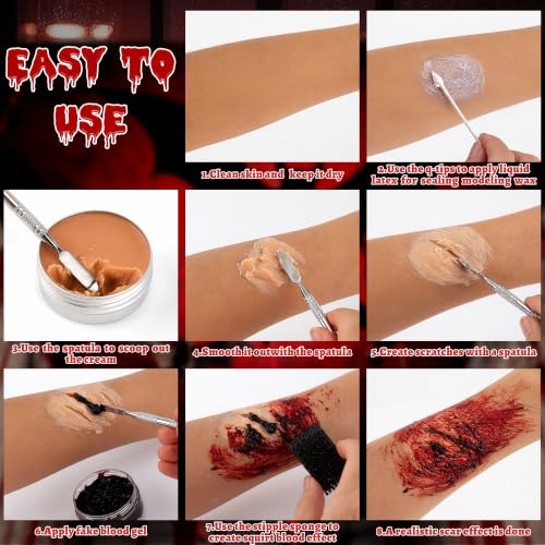 Halloween Special Effects Makeup Kit Set 2 - Fake Scars Wounds Blood