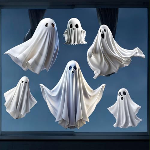 Ghost Window Clings - Vintage Halloween Ghost Stickers for Glass Windows - Variation: Ghost-1