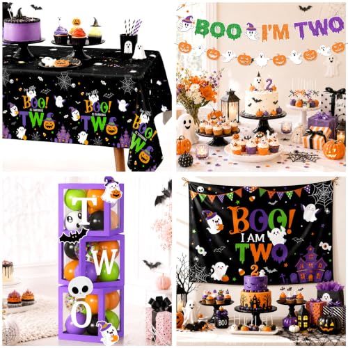 Halloween 2nd Birthday Party Decorations Kit with Balloons & Banner - Boo I’m Two