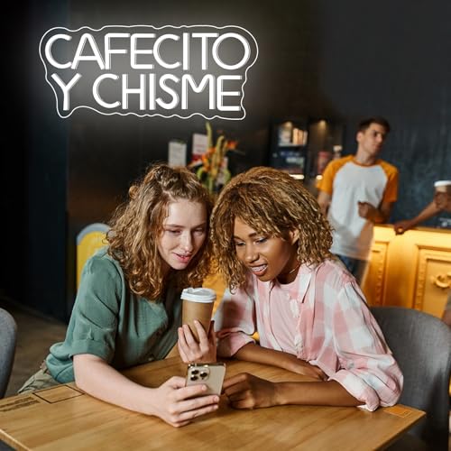 Dimmable Neon Sign Cafecito Y Chisme - Warm Coffee & Chisme Neon Light for Home & Gifts