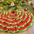 Green and Red Christmas Tree Skirt 48 Inch Ruffle Polka Dots for 6-7.5 FT Trees - Holiday Decor