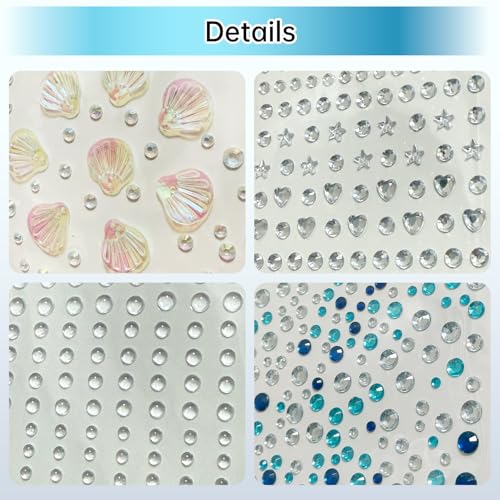 Self-Adhesive Face & Body Gem Set with Mermaid Suit Variation - 683 Pcs