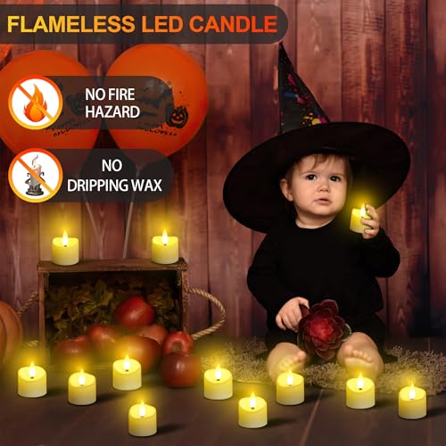 12 Pack Rechargeable Flameless LED Tea Lights with Remote & 24H Timer