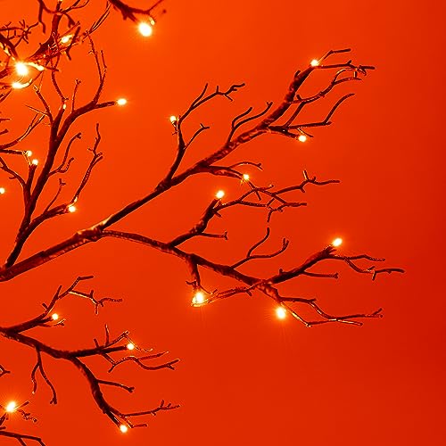 Halloween Willow Tree with 200 LED Lights - 6FT Orange Spooky Tree for Indoor & Outdoor Decor