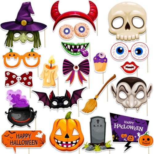 20 Pack Halloween Photo Props Set Spooky Monster Witch Skull Party Decorations