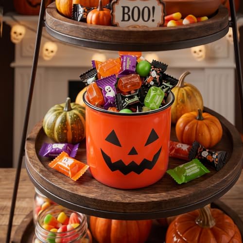 Orange Halloween Ceramic Pumpkin Candy Jar - Mini Cookie & Treat Canister