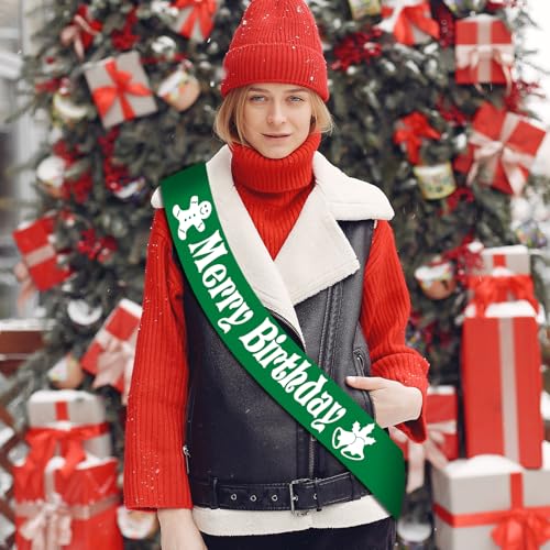 Holiday Birthday Sash - Sage Green & White Party Accessory for Celebrations