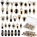 Black 3D Nail Charms Set with Rhinestones for Nail Art and Decorations