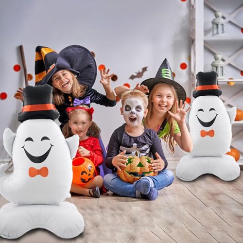 Halloween Ghost Balloons Set - Self-Standing Hat Design, White, 2pcs
