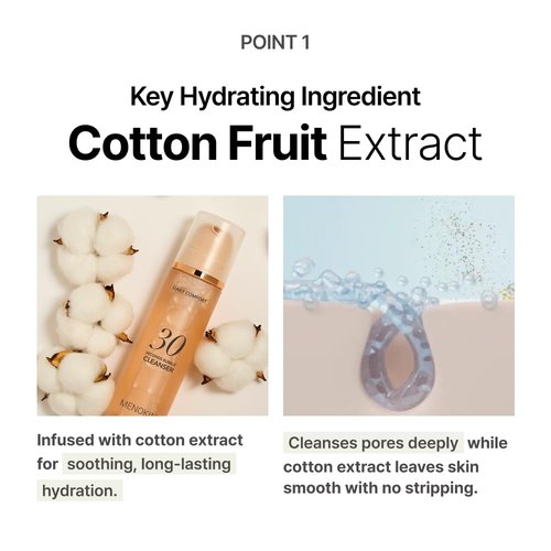 MENOKIN Cotton Cloud Bubble Cleanser - Brightening Vitamin C Face Wash for Dull Skin & Dark Spots | Hydrating, Low pH, 5.07 fl. oz