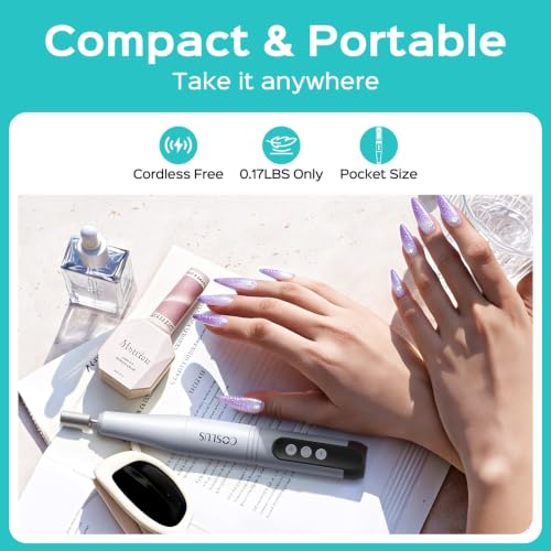COSLUS C50 Portable Cordless Nail Drill with 12 Speeds & LED Display - Purple