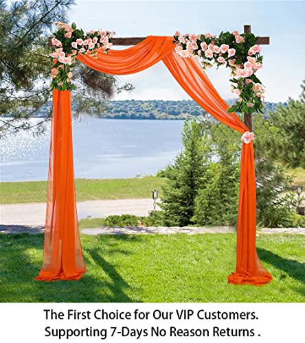 Orange Chiffon Wedding Arch Draping Fabric - 29" x 19FT, 2 Panels, Elegant Backdrop for Wedding & Party Decorations