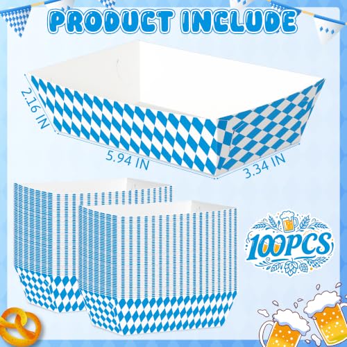 Oktoberfest Paper Food Trays Pack of 100 - Foldable Bavarian Party Supplies