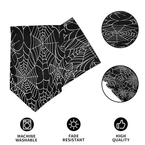 Double-Sided Halloween Spider Web Table Runner 18x72 Inches for Wedding & Party Decor