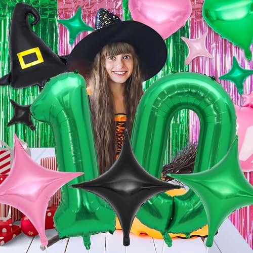 Pink & Green Witch Balloon Set for Birthday Party Decorations - Variation of Pink Green