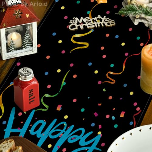 Happy New Year Table Runner 13x72 Inch Festive Party Decoration for Dining Table