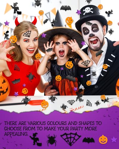 Halloween Confetti Glitter Set - 5000 Pieces with Bats, Pumpkins & Webs - Halloween Decorations & Party Supplies - Variation: Halloween