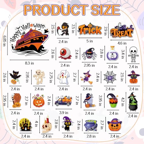 Halloween Cruise Door Magnets Set - 25 Fun Themed Refrigerator & Cabin Decor - Variation: Halloween