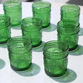 Green Candle Holder Set of 12 - Sunflower Glass Votive Candlestick - Green / 12