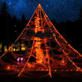 Halloween Spider Web Lights with Spider & Cobweb - Orange - 250LED Outdoor Decoration