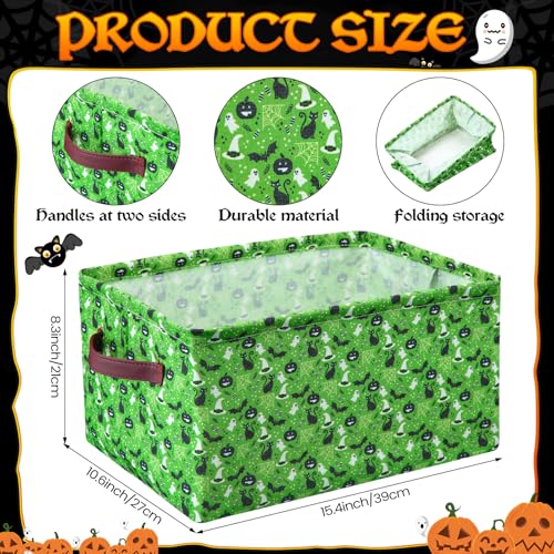 Halloween Storage Baskets - Foldable Canvas Organizer Bins with Handles - 4 Pack