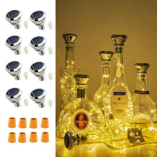 Solar Wine Bottle Lights with Cork - Warm White 8 Pack Fairy String Lights