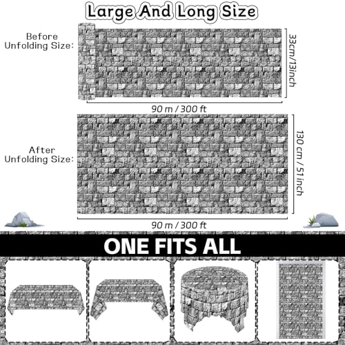 Medieval Stone Wall Backdrop Tablecloth Roll - 3543 x 51 Inches, Party Decor